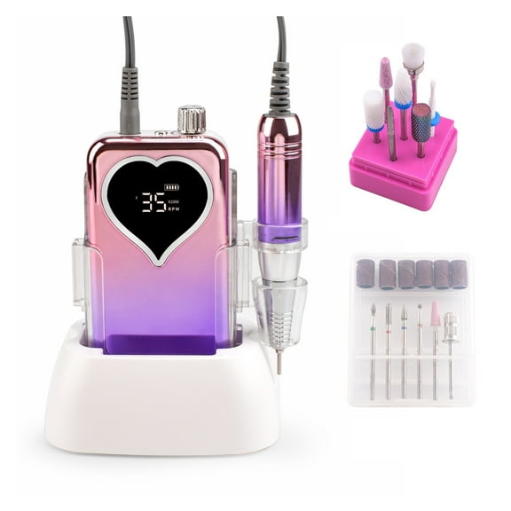 Professional Nail Drill Machine 35000 RPM Portable Electric Nail File Rechargeable Manicure Machine Set Kit For Nail Supplies ,Low Noise