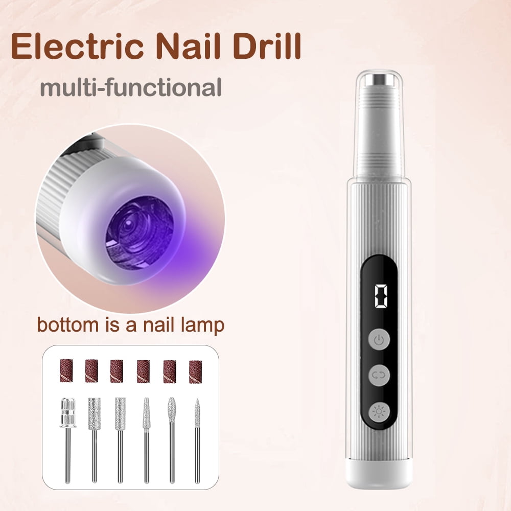 Professional Nail Lathe Rechargeable Nail Drill with UV Lamp Electric Nail File Manicure Machine 18000 rpm
