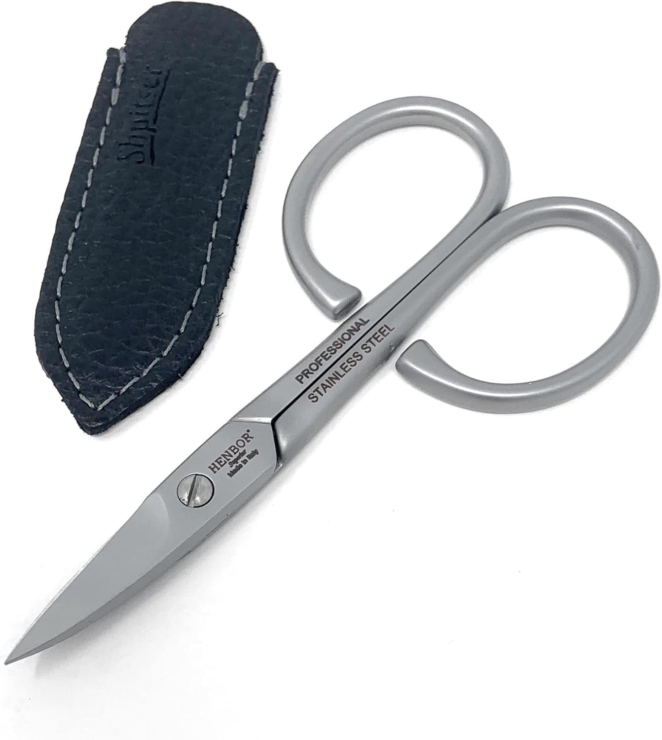 Professional Nail Scissors Luxury Stainless Steel Manicure Tools in SHPITSER Genuine Leather Case Made in Italy (Safety Baby Scissors)