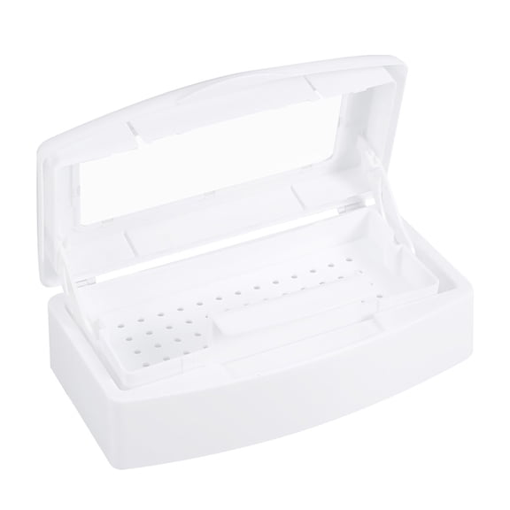 Professional Nail Tool Sterilizer Tray and Disinfection Box - 8.9 Inches / 22.6 cm Clear Sanitizing Jar Manicure Container Organizer for Salon and Home