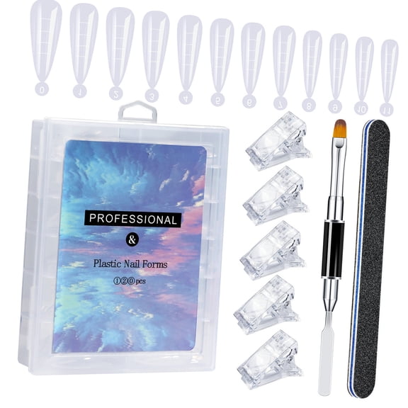 Professional Nails Tools Manicrure Pedicure Accesory Nails Extension Set with Gel Brush Nails File Clear False Nails