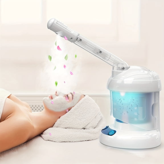 Professional Nano Ionic Facial Steamer with Adjustable Arm for Deep Pore Cleansing and Hydration, Portable Home and Salon Use with Ozone Function