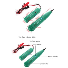Professional Network Cable Tester and Telephone Line Tracker Wire Finder with Carrying Pouch (9.4 inches / 23.8 cm)