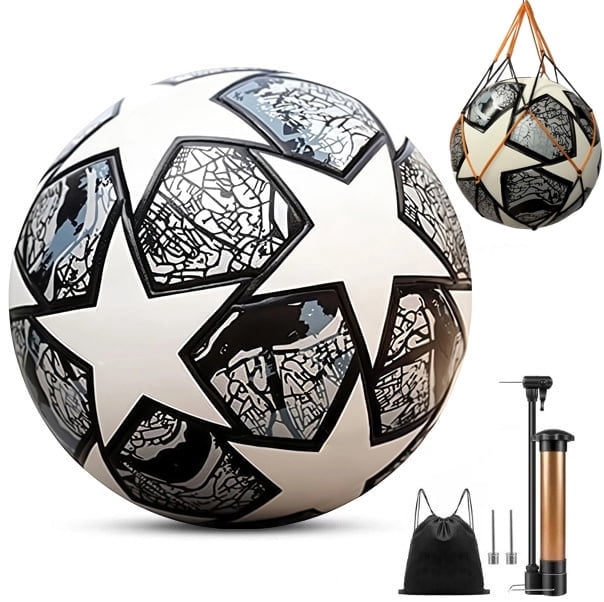 Professional No. 5 football, made from heat-fused waterproof PU material, suitable for competition and training, complete with a pump, mesh bag and carry case