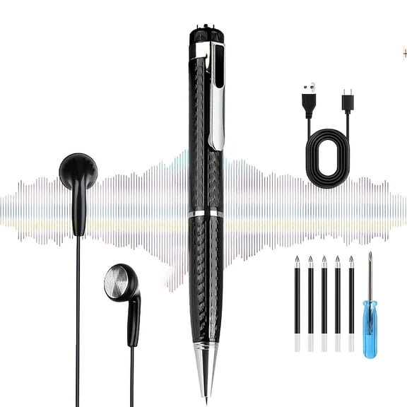 Professional Noise Cancelling Voice Recorder Pen 64GB, USB Charging MP3 Player with Voice Control, Segmented & One-Click Recording, Portable Mini Dictaphone