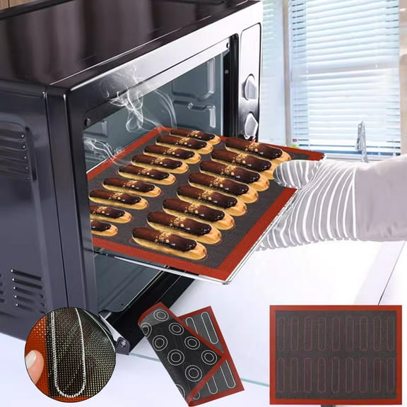 Professional Non-Stick Bread Baking Mat Perforated Steaming Mesh Oven Liner for Half Sheet Baking Pan Kitchen Tool,Black