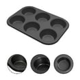 thumbnail image 1 of Professional Non-Stick Cupcake and Cake Baking Pan Set - Carbon Steel Bakeware with Advanced Coating for Easy Release (Black Finish) - 6 Cups-Black, 1 of 4