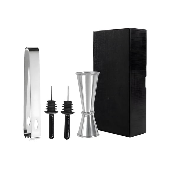Professional Nonrust Steel Bartenders Tool Set Ice Tongs Jigger Pourer For Cocktails