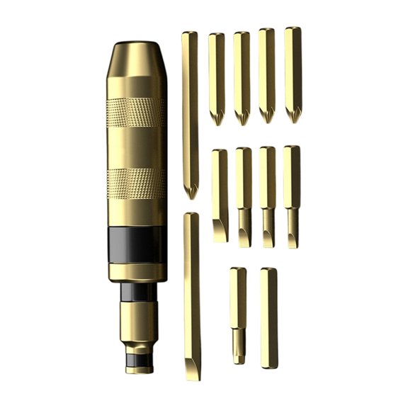 Professional Nonslip Grip Impacts Screwdriver Set With 13 Interchangeable Bit For Stubborn Fastener Removal