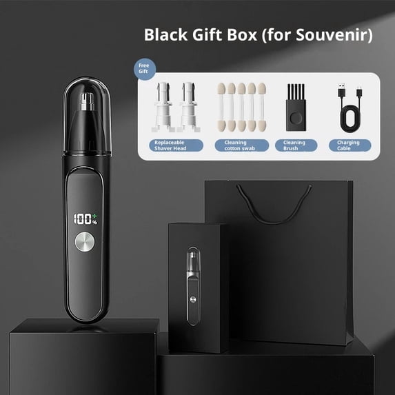 Professional Nose Hair Trimmer, LED Display, USB Rechargeable, Waterproof Double-Edge Blade for Men, Women,(Round Bottom)