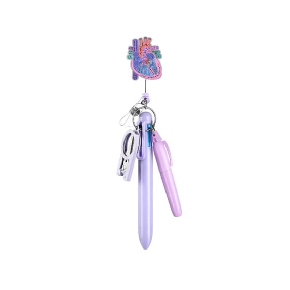 Professional Nurse Accessories Include Retractable Badge Holder Multicolor Pen Highlighter Folding Scissors for Writing
