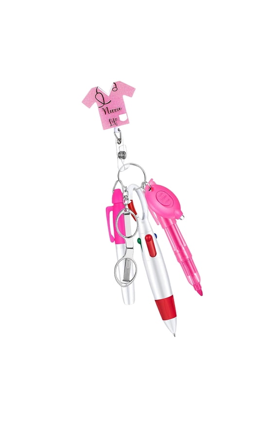 Professional Nurse Pen Collection Multi Functional Nurse Accessory Set with Pen Light Keychain and Badge Clip