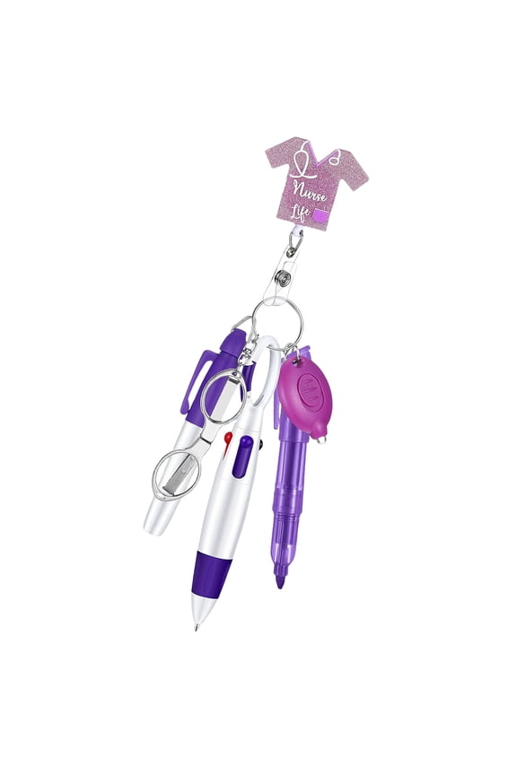 Professional Nurse Pen Collection Multi Functional Nurse Accessory Set with Pen Light Keychain and Badge Clip