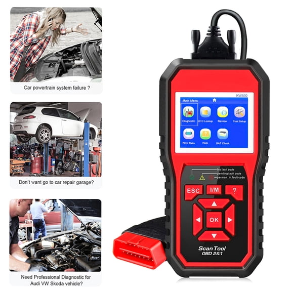 Professional OBD2 Scanner and Car Diagnostic Code Reader for Check Engine Light - Multi-System Scan Tool with O2 Sensor and EVAP Systems Test (Red/Black)