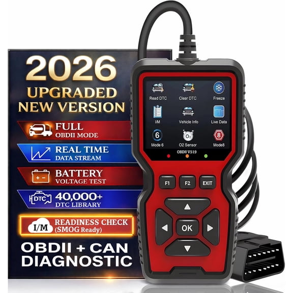 Professional OBD2 V519 Scanner - 2026 Upgraded OBDII + CAN Code Reader, Live Data, Battery Test, 40000+ DTC Library, I/M Readiness, Check Engine Light & Smog Test - All Vehicles After 1996