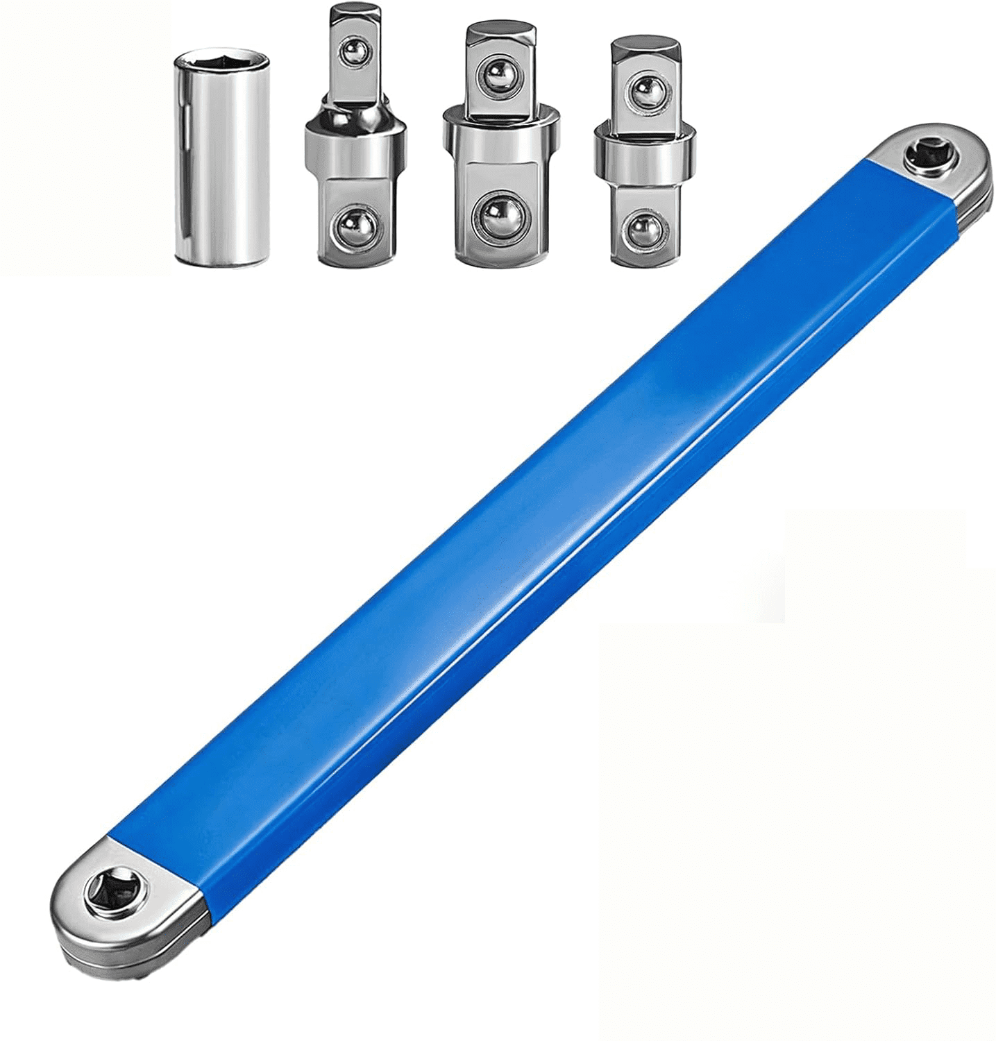 Professional Offset Wrench Extension Set, 15 Inch Long Reach Tool For Tight Spaces, With 1/2, 1/4 And 3/8 Inch Square Drive Adapters, (Long)