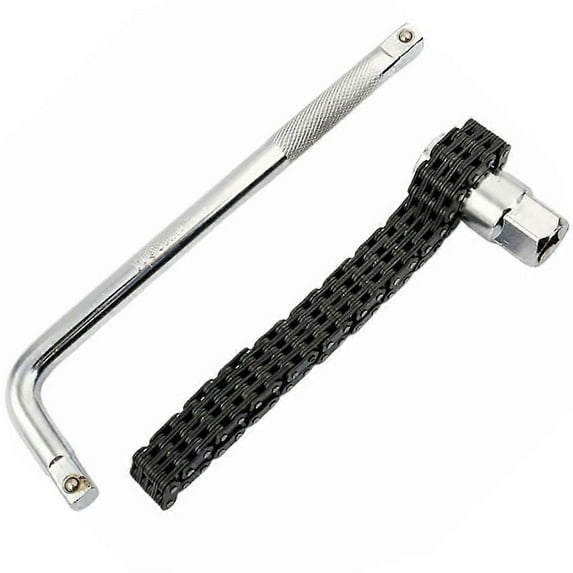 Professional Oil Filter Wrench Black Metal Chain Wrench Device 1Set
