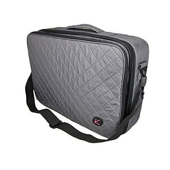 Professional On The Go Makeup Train Case Cosmetic Travel Storage Organizer Bag with Dividers and Brush Pockets (Gray)