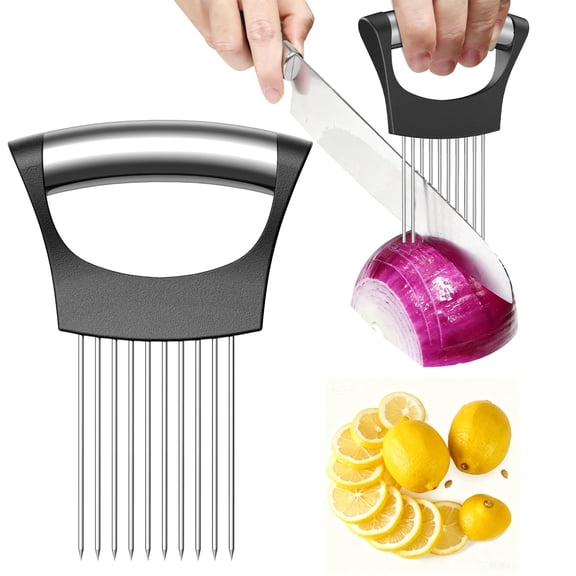 Professional Onion Holder for Slicing - Stainless Steel Vegetable Cutter & Slicer, Kitchen Tool for Dicing Chopping Tomatoes Potatoes Meat