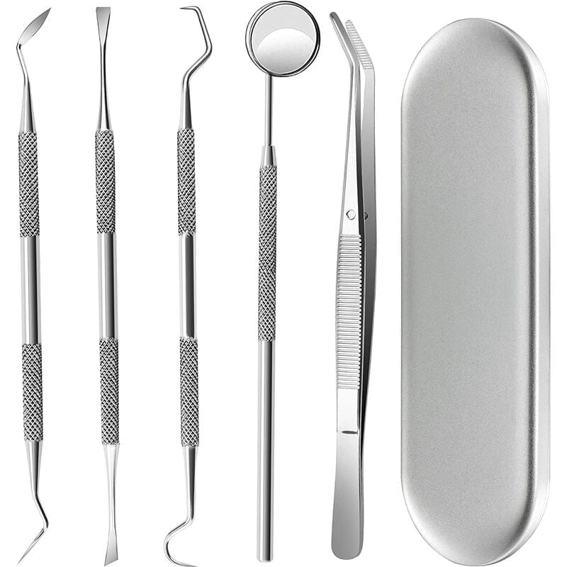 Professional Oral Care Kit, Durable Material U-shaped Scraper Ergonomic Design For Comprehensive Oral Hygiene, Includes Dental Tools & Storage Box, Perfect For Home & Office Use