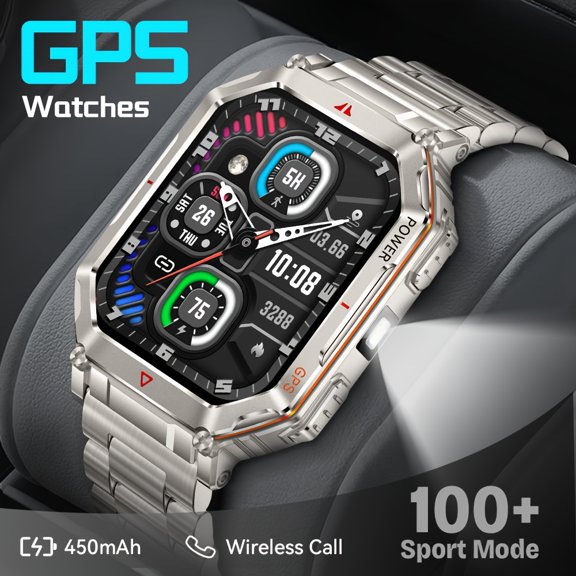 Professional Outdoor Smartwatch: Built-In Accurate GPS, Altimeter And Barometer, Multi-Function LED Flashlight, Wireless Calling, 3ATM, Compatible with Iphone And Android