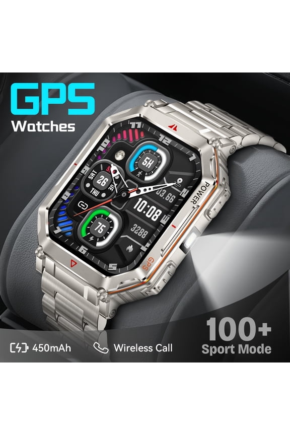 Professional Outdoor Smartwatch: Built-In Accurate GPS, Altimeter And Barometer, Multi-Function LED Flashlight, Wireless Calling, 3ATM, Compatible with Iphone And Android
