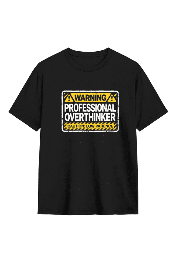 Professional Overthinker Cool Graphic Tee For Men, Witty Work Cotton Short Sleeves T-Shirt