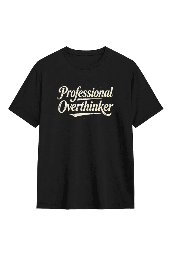 Professional Overthinker Retro Graphic Tee For Men And Women, Funny Cotton Short Sleeves T-Shirt