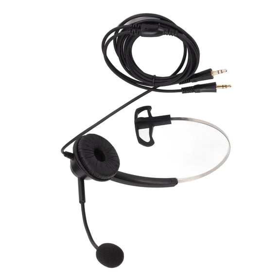 Professional PC Monaural Headset Corded Single Ear Telephone Headphone with Noise Cancelling Microphone Double 3.5mm Plug for Office Call Center Business VoIP Meetings Black