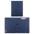 thumbnail image 1 of Professional Padfolio with Clipboard, Faux Leather Portfolio Folder Binder, Legal Pad Holder, Document Organizer with Card Holder & Elastic Band for Office, Meeting, Interview, Conference, Blue, 1 of 7