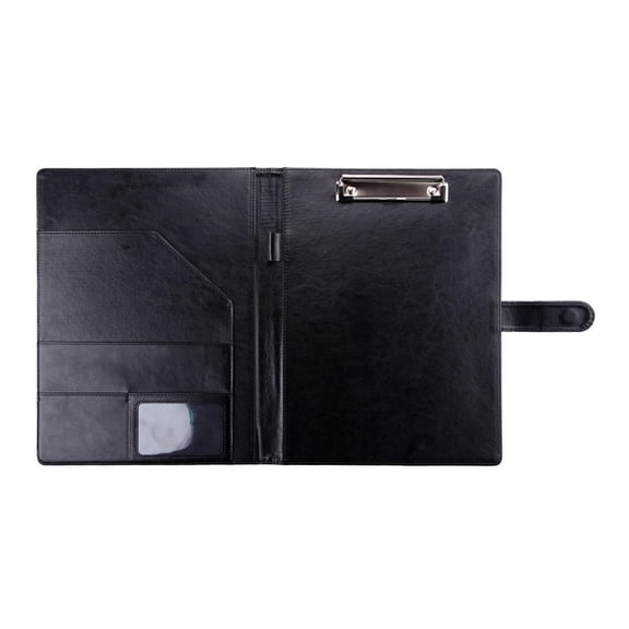 Professional Padfolio with Clipboard, Legal Pad Holder for A4 Letter Size, Faux Leather Portfolio Folder Binder, Interview Resume Folders for Notepad, Resume, Writing Pad for Office Conference (Blue)