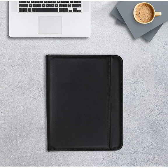 Professional Padfolio with Secure Zippered Closure, 10.1 Inch Tablet Sleeve, and 8.5 by 11 Inch Notepad, Black, Full Size (70820)