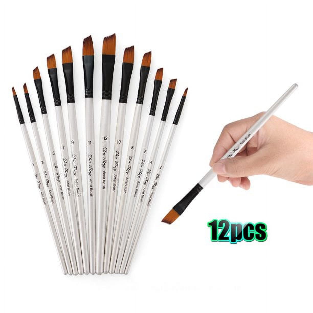 Small Paint Brushes Bulk, 50 Pcs Flat Tip Paint Brushes with round Acrylic  Paint Brushes Set Craft Brushes for Kids Classroom Acrylic Watercolor Canvas  Face Painting Touch Up