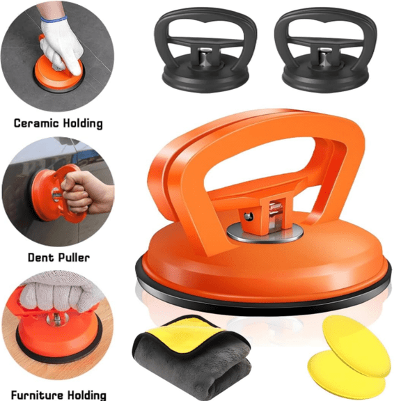 Professional Paintless Dent Removal Kit - Includes 3 Suction Pullers & Polishing Pads