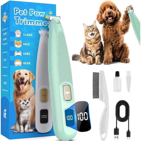 Professional  Paw Trimmer with  Light,  Upgraded 35dB Low-Noise Pet Paw Trimmers for 's , 2-Speed  Paw Cleaner  Clippers for Dogs, Cats'Paws, Ears, , Rump ()