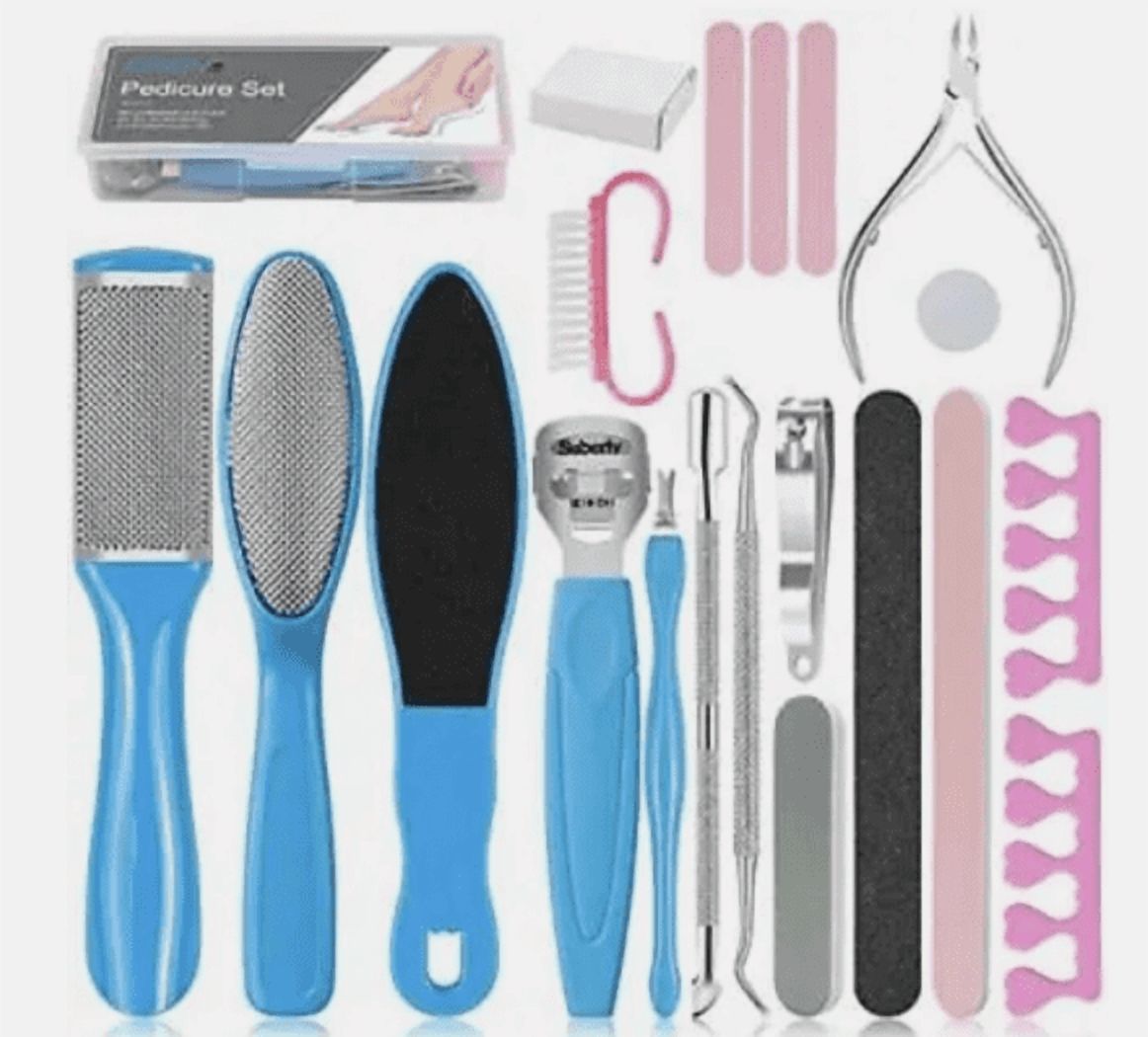 Professional Pedicure Tools Set – 20 in 1 Foot Files Callus Remover Pedicure Kit – Nail Care Grooming Set for At-Home & Salon Use