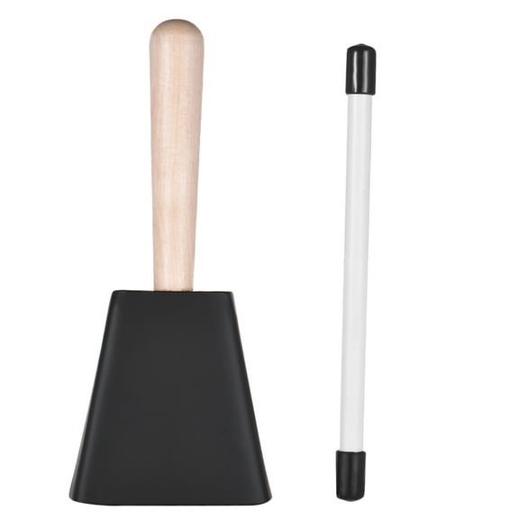 Professional Percussion Instrument: Metal Cowbell with Wooden Mallet Handle