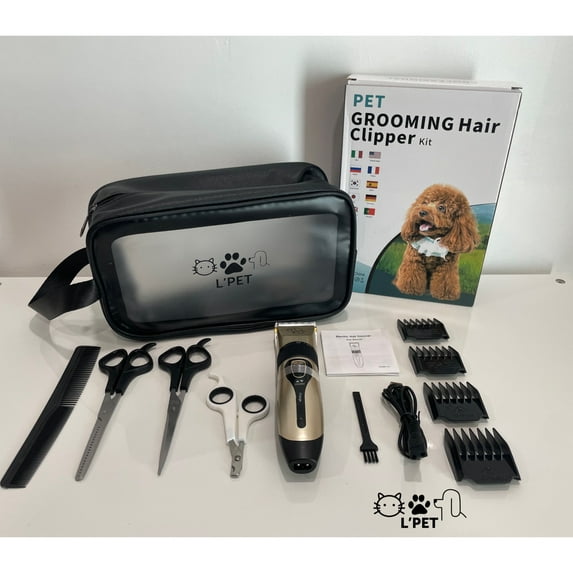 Professional Pet Grooming Kit, Cordless Low Noise Clippers for Dogs & Cats
