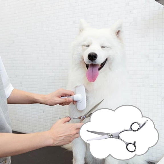 Professional Pet Grooming Shears, 6.83 Inch Stainless Steel with Anti-Fatigue Handle, Ideal for Precise Hair Trimming and Nail Clipping on Dogs and CatsBending shear,1pcs