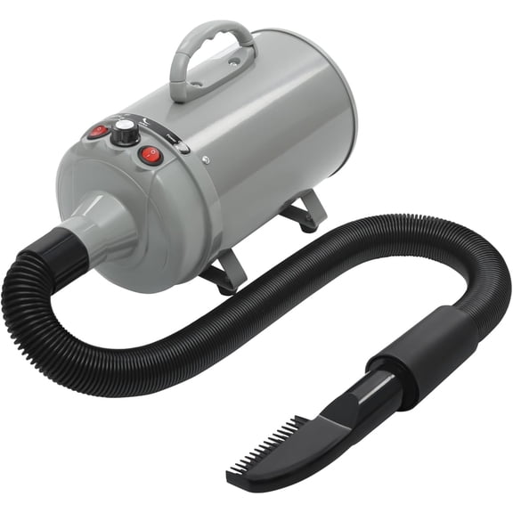 Professional Pet Hair Dryer for Dogs & Cats, Adjustable Speed Electric Pet Grooming Blower with 4 Nozzles - Pet Drying Machine for Grooming, Bathing & Shedding Control, Grey