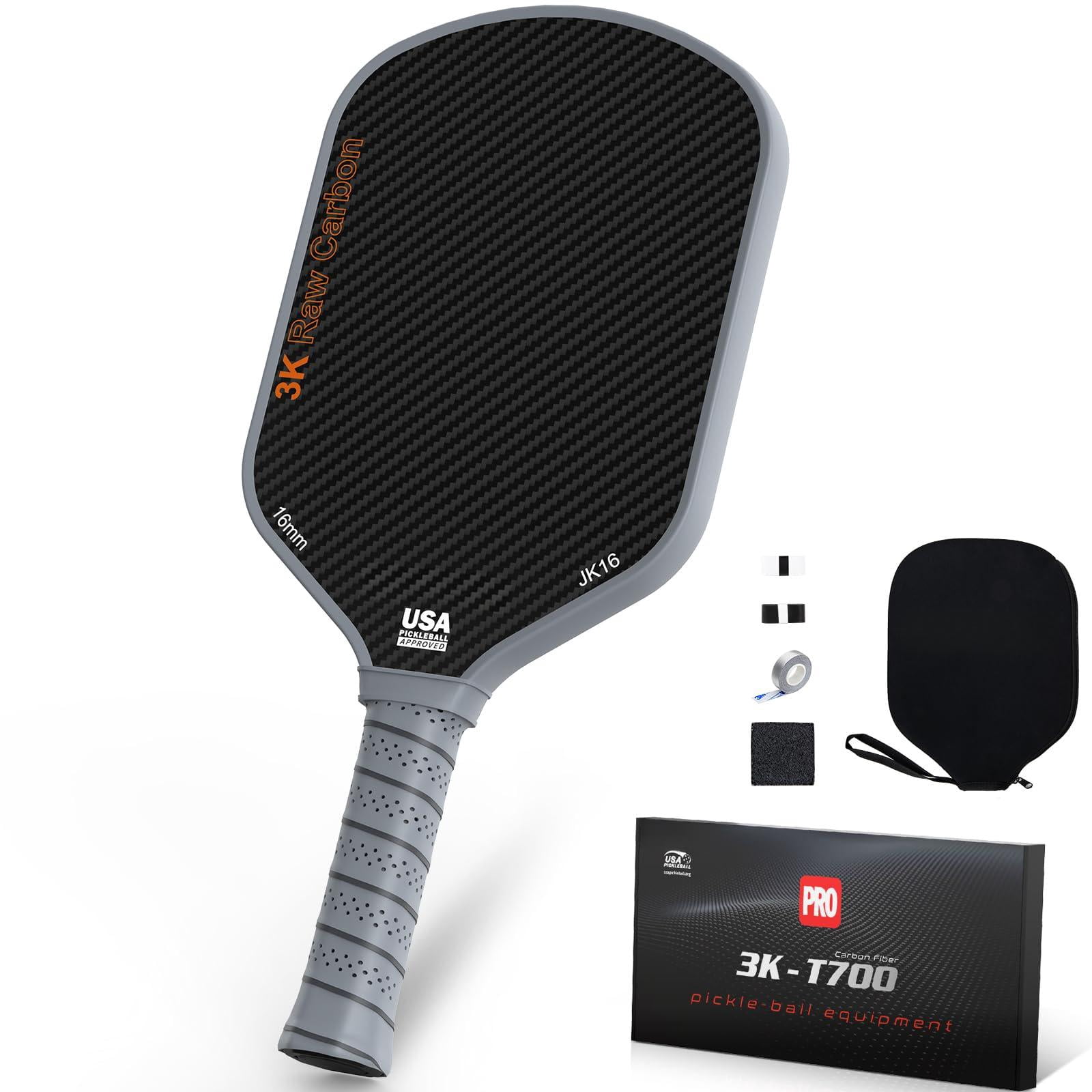 Professional Pickleball Paddles- T700 Carbon Fiber Pickle Racket- 3k Frosted Surface For Enhanced Spin And Friction - Usapa Approved Offensive Long Paddle Intermediate Advanced Players