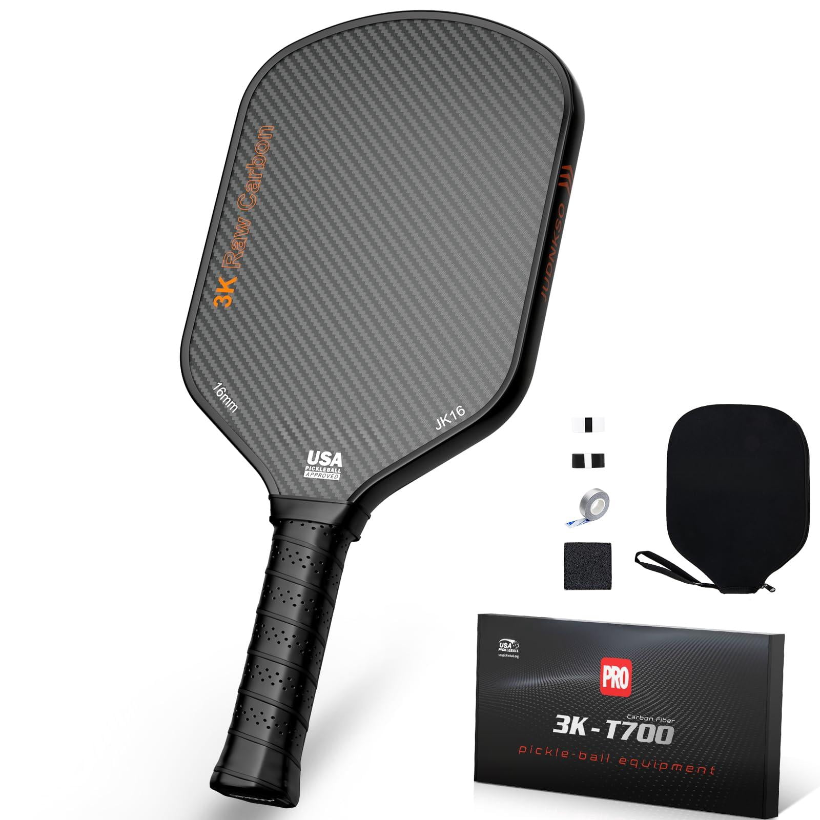 Professional Pickleball Paddles- T700 Carbon Fiber Pickle Racket- 3k Frosted Surface For Enhanced Spin And Friction - Usapa Approved Offensive Long Paddle Intermediate Advanced Players