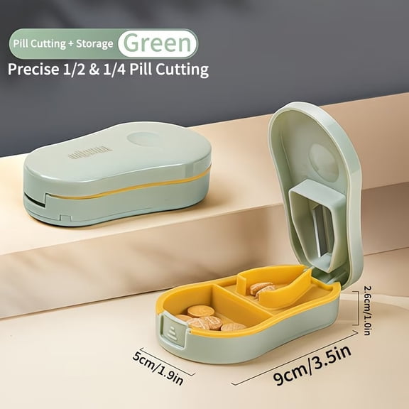 Professional Pill Cutter and Organizer, 7-Day Pill Dispenser with Tablet Splitter & Crusher for Easy Medication Management