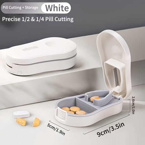 Professional Pill Cutter and Organizer, 7-Day Pill Dispenser with Tablet Splitter & Crusher for Easy Medication Management
