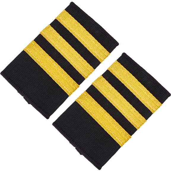 Professional Pilot Uniform Epaulets Airline Pilot Epaulet Polyester Epaulets with 3 Gold Stripes Aviators Epaulet