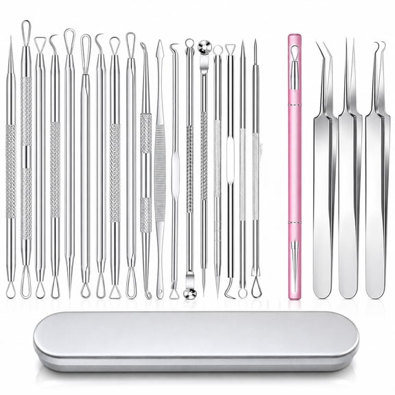 Professional Pimple Popper Tool Kit - 22 PCS Blackhead Remover Tools for Acne and Zit Popping Comedone Extractor with Magnifying Glass and Alcohol Pad