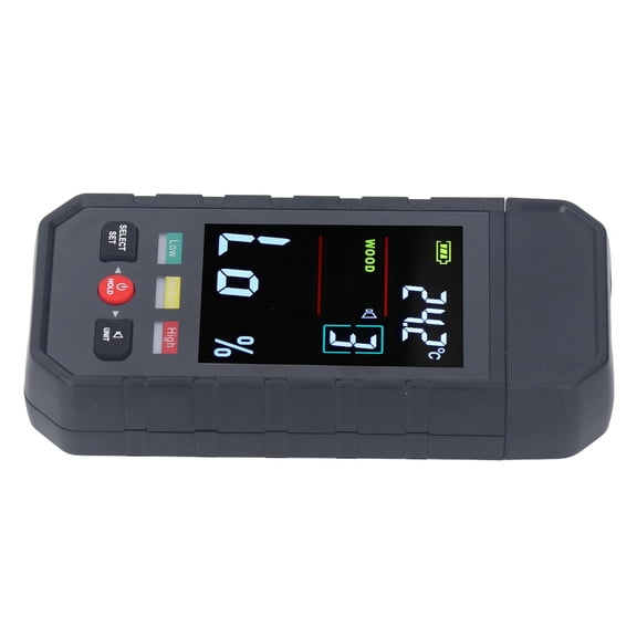 Professional Pin Type Wood Moisture Meter and Building Materials Dampness Tester with LCD Backlit Digital Display 2-in-1 Dual Temp Sensor Detector 5.12 x 2.64 in / 130 x 67 mm