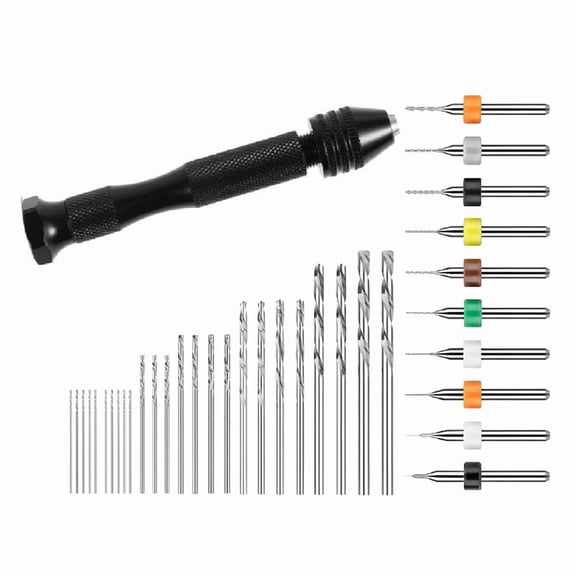 Professional Pin Vise Hand Drill Bits Mini Twist Drill Bits Set0.5-3.0mm Hand Drill Bit Rotary Tools Set of 36