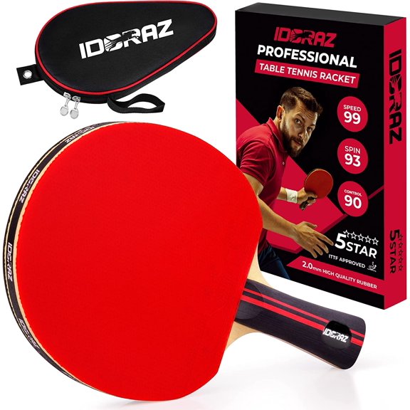 Professional Ping Pong Paddle with ITTF Rubber and Carrying Case | Table Tennis Racket with Speed 99, Spin 93, Control 90, Improves Accuracy and Consistency