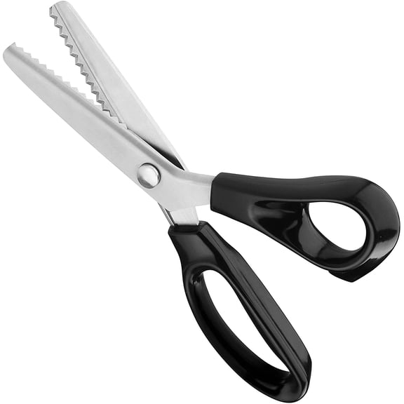 Professional Pinking Shears For Craft Sewing, Stainless Steel Blades With Ergonomic Comfort Grip - Decorative Edge Cutting For Fabrics, Leather, Paper & More, 9 Inch, Schwarz